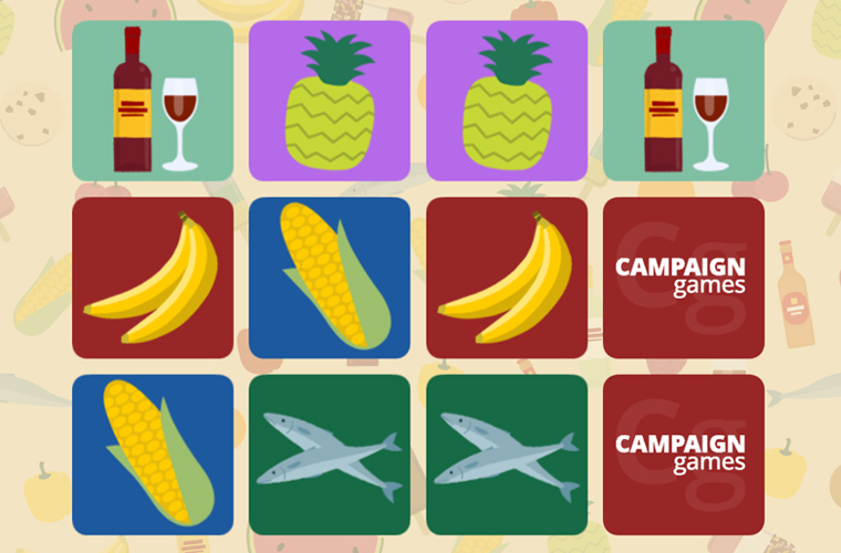 Food and drink matching pairs game