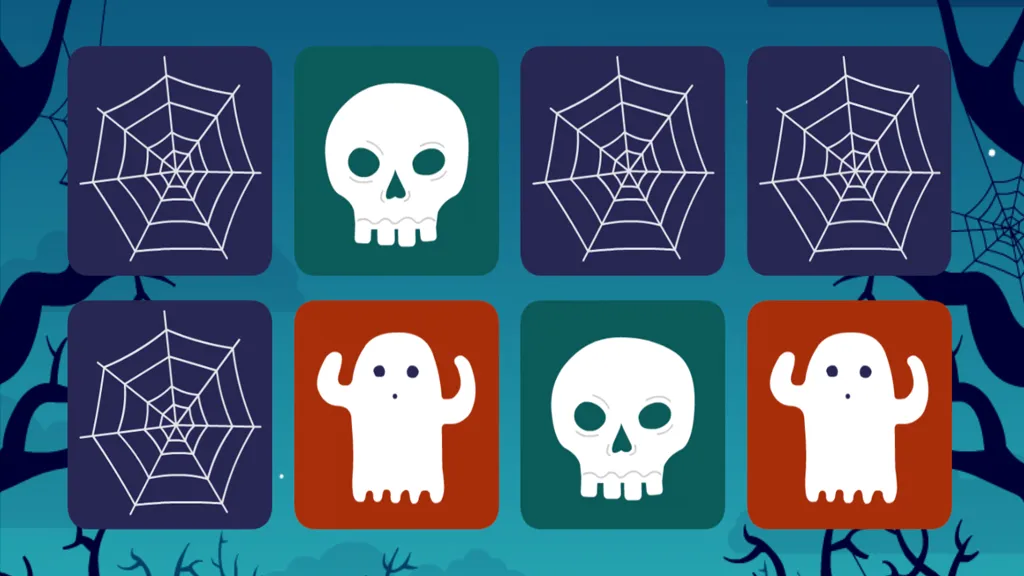 Halloween matching pairs game screen